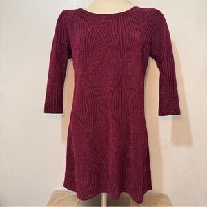 Three Hearts Sparkling Maroon Long Sleeve Dress